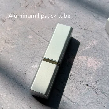 Yüksek dereceli Boş Gümüş ruj tüpü 12.1 mm Tüm Alüminyum Dudak balsam kabı Ruj Kabuk Metal Malzeme Makyaj araçları 12.1 mm