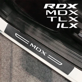 4 ADET Araba Kapı Eşiği Çıkartmalar Karbon Fiber PVC Eşik Anti Scratch Çıkartması Oto Aksesuarları Acura MDX İçin YD3 RDX TLX ILX 3.2 TL