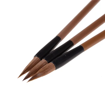 3 adet Yeni Çin Japon Su Mürekkep Boyama Yazma Kaligrafi Fırçası Kalem Kahverengi