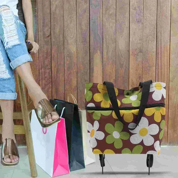 Alışveriş çantası Tekerlekler Katlanır market arabası Çantası Kullanımlık Taşınabilir Katlanabilir tekerlekli çantalar El Çekme Yardımcı Katlanabilir