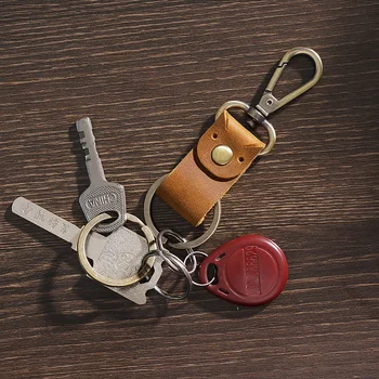 Hakiki Deri Anahtarlık Metal Kanca ile Mini Sevimli Anahtarlık Çılgın At İnek Derisi Erkek Anahtar saklama çantası Küçük Hediye Toptan