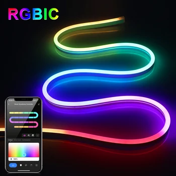 SMD 5050 + WS2811 RGBIC Neon ışık 6MM X 13mm Çok Renkli Segment Ayarı LED şeritler 24V Tuya Akıllı Yaşam Sihirli Fener APP Bluetooth