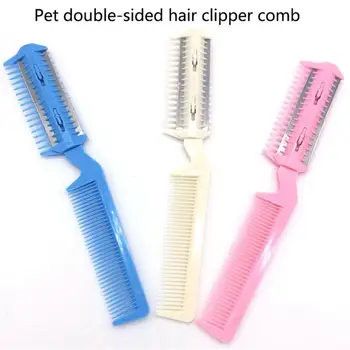 Pet Saç Düzeltici Tarak Kesme Kesim Köpek Kedi 2 Bıçaklı Tımar Jilet İnceltme Saç Fırçası Tarak Ürünleri Kediler İçin