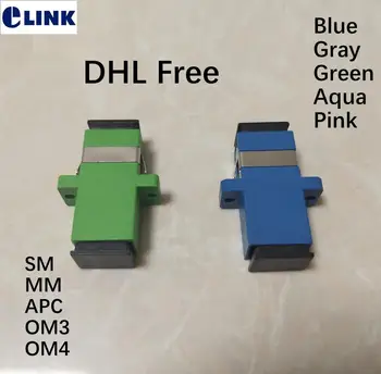 fiber SC adaptörü DHL Ücretsiz 1000 ADET Simplex SM MM UPC APC OM3 OM4 mavi gri yeşil aqua kırmızı optik çoğaltıcı bir vücut tipi IL 0.2 dB
