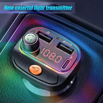 C15 / Q5 FM verici araba Bluetooth kablosuz Handsfree ses alıcısı araba MP3 çalar renkli ışıklar ile çift USB hızlı şarj Cihazı