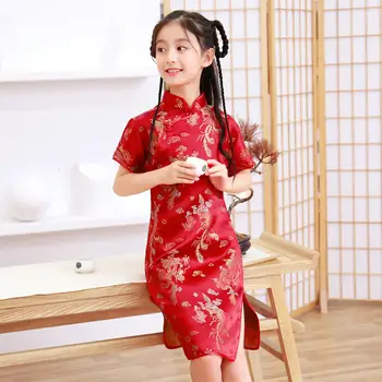Yaz Elbiseler Stilleri Çin Cheongsam'lar Kızlar İçin geleneksel çin elbisesi Çocuklar İçin Tang Takım Elbise Bebek Kostümleri