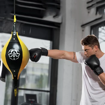 Çift Uçlu Boks Dodge Hız Topu PU Deri Şişme Muay Thai MMA Eğitim Boks Torbası Kapalı Musculation Kum Torbası
