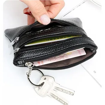 3 Cep bozuk para cüzdanı Erkekler Küçük Çanta Cüzdan Değişim Çantalar Fermuar Para Çantaları kart tutucu Çocuk Mini Cüzdan Deri Anahtarlık