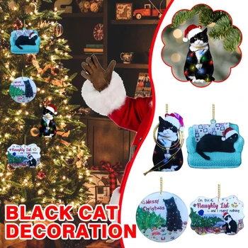 Noel Ağacı askı süsleri Sevimli Kedi Köpek asılı dekorlar Noel Partisi İçin Ev Odası Araba Çantası Dekorasyon 2D Akrilik