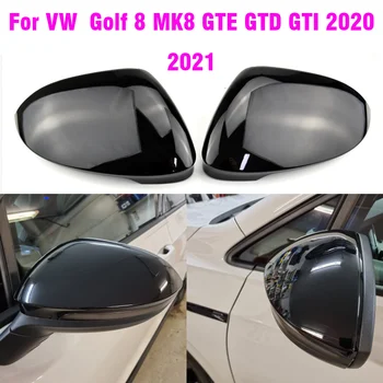 VW Golf 8 için MK8 2020 2021 Ayna Kapakları dikiz aynası Kılıf Kapak Karbon Görünümlü Parlak Siyah Kapakları