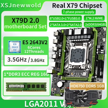 X79D2. 0 Anakart Kiti ile E5 2643V2 İşlemci Ve DDR3 REG 1*16GB Bellek Ve HD6750 DDR5 1GB Grafik kartı NVME M. 2 SATA 3.0