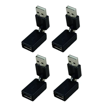 4X Siyah USB 2.0 Erkek USB Dişi 360 Derece Dönüş Açısı Uzatma Adaptörü