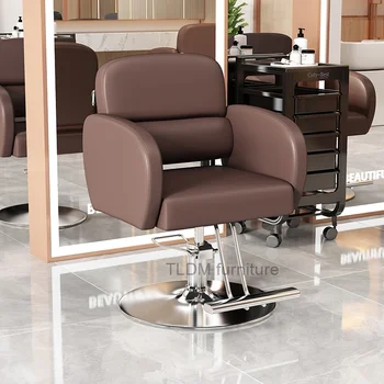 Salon Güzellik Makyaj berber koltuğu Döner Recliner Ayarlanabilir Stil Lüks Sandalye Kuaförlük Cadeira Ergonomica salon mobilyası