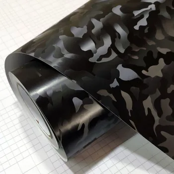 Siyah Stealth Kamuflaj Vinil Wrap Rulo ile Hava Yayın Kendinden Yapışkanlı Çıkartması Araba Sarma