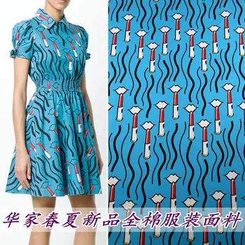 Hua Jia Chun Xia yeni ürün ruj baskı pamuklu giysiler kumaş el yapımı kumaş DIY nefes gömlek saf pamuklu ince kumaş