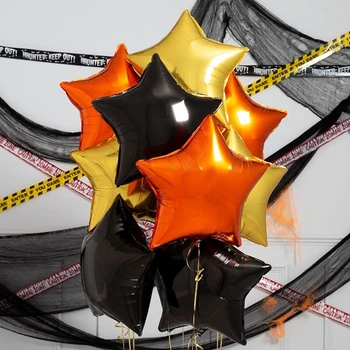 Cadılar bayramı Balonlar 10 Adet Turuncu Siyah Mor Yıldız Balonlar Folyo Helyum Balon Setleri Mutlu Cadılar Bayramı Partisi Süslemeleri