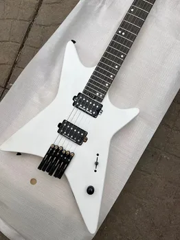 Fabrika ihracatı yüksek kalite 6 dize başsız elektrik gitar, gerçek fotoğraf, Bitmiş mat beyaz, özelleştirilebilir, ücretsiz teslimat