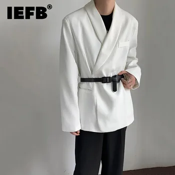 IEFB erkek Blazers Düz Renk Omuz Pedi Takım Elbise Ceket Niş Tasarım Rahat Kore Tarzı moda üst giyim 2023 Trend İnce Ceket 9C2849