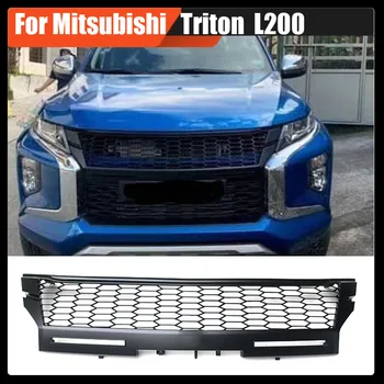 Mitsubishi Triton için L200 2019 2020 Pikap Araba Aksesuarları Modifiye Ön Kaput Tampon Izgarası Araba ince delikli ızgara Üst Yarış İzgaralar