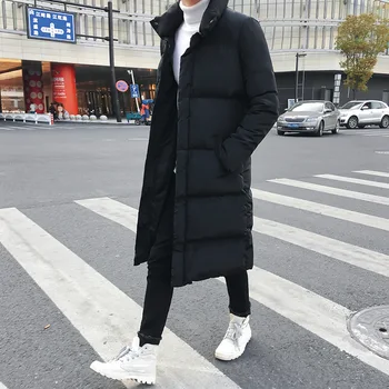 Erkekler Kış Ceket Erkekler için Ceket Düz Renk erkek Parkı Uzun Sıcak Parkas Sıcak Erkek Kalın Slim Fit Giyim 4XL Siyah