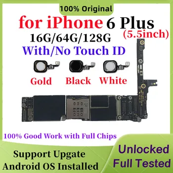 Ücretsiz Kargo Unlocked Orijinal iPhone 6 için Artı Anakart Dokunmatik KİMLİK Temiz iCloud Anakart 64GB 128GB Mantık Kurulu Plaka