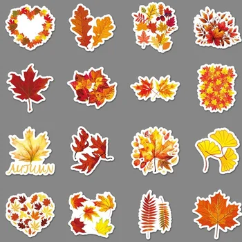 10/50 adet Sonbahar Yaprakları Ginkgo Yaprağı Akçaağaç Yaprağı Dekoratif Yapışkanlı Etiket DIY Zanaat Dizüstü Malzeme Etiket Yaprak Etiket