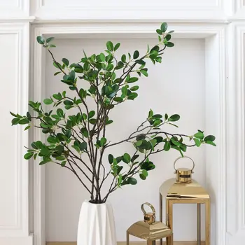 Yapay Bitki Yeşil Dalları Sahte Ficus Dal Yaprak Yeşillik Kaynaklanıyor Ev Ofis Dükkan için Bahçe Düğün Vazo Dolgu Dekorasyon