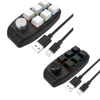 USB Özel Programlama Makro Topuzu Klavye 6 Tuşları Kopyala Yapıştır Mini Düğme Photoshop Oyun Mekanik Klavye