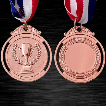 2 İnç Altın Gümüş Bronz Ödül Madalyası Boyun Kurdele ile Kazanan Ödül Yuvarlak Çocuklar için Okul Spor Toplantısı