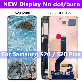 Süper AMOLED S20 G980F İçin Çerçeve İle Samsung Galaxy S20 Artı G985F G985DS lcd ekran S20 + dokunmatik ekranlı sayısallaştırıcı grup