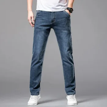 2023 Yeni erkek Streç Düzenli Fit Kot Yeni Sonbahar Bahar Moda Rahat Pamuklu Kot pantolon Erkek Pantolon Kot Erkekler için