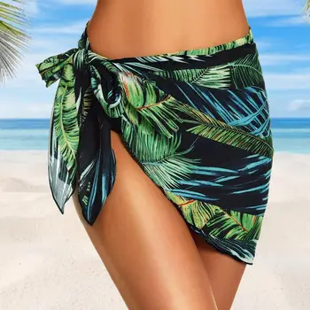 Kadın Yüzme Etek Şifon Hawaii İnce Çiçek Baskı Güneş Koruyucu Yaz Cover-up Yüzme Kıyafetleri