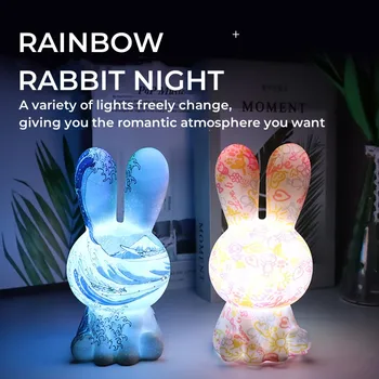 Uzaktan Kumandalı LED Gece Lambası, Tavşan ışığı, USB şarj, Ortam ışığı, Pat ışığı, Yaratıcı Hediye