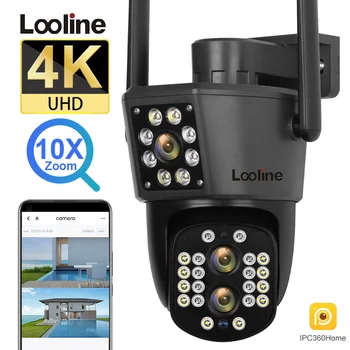 4K WİFİ Kamera Açık PTZ 10X Zoom IP kamera Üç Lens Otomatik İzleme Gece Tam Renkli Gözetim Kamera Ses CCTV Güvenlik