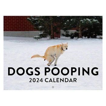 Köpekler Kaka Yapıyor 2024 Duvar Takvimi Komik Köpek Deseni 2024 Duvar Takvimi Yeni Yıl Yılbaşı Hediyeleri için