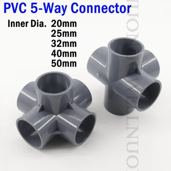 1 ~ 5 adet I. D 20~50mm Üç Boyutlu 5 Yollu PVC boru konnektörü bahçe sulama boru bağlantı parçaları Kedi tırmanma çerçeve PVC boru bağlantısı