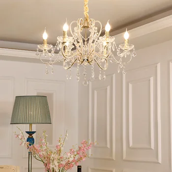 Amerikan tarzı lüks Villa dubleks oturma odası yemek odası kristal avize otel salonu yatak odası kolye ışık