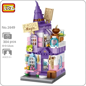 LOZ 1649 Şehir Sokak Cadılar Bayramı Sihirli Dükkanı Sihirbazı Şapka Mağaza Mimarisi Mini Blokları Tuğla Yapı Oyuncak Çocuk Hediye İçin Hiçbir Kutu