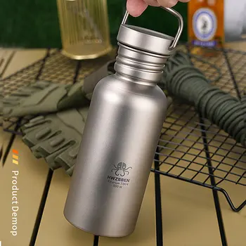 Açık Saf Titanyum Spor Su Şişesi EDC Toka Titanyum Su Bardağı Seyahat Dağcılık Tek katmanlı Titanyum Su Bardağı