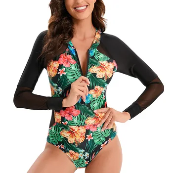 Yaz Çiçek Baskılı Mayo Tek Parça Plaj Kıyafeti Mayo Push Up Mayo Kadın Yüksek Bel Artı Boyutu Bikini Seti