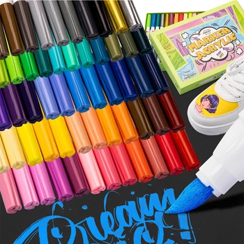 18 Renk İşaretleyici boya kalemi s Hızlı Kuru Akrilik İnce Uçlu boya kalemi boya kalemi Kalem Vurgulayıcı Tuval / Plastik / Seramik
