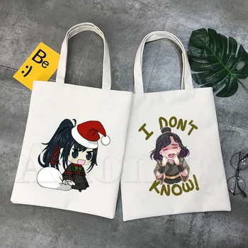 Mo Dao Zu Shi alışveriş çantası Bakkal Alışveriş Jüt Çanta alışveriş çantası Alışveriş Kullanımlık Bolsa Compra Sacolas