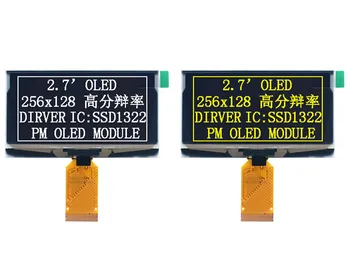 IPS 2.7 inç 30PIN SPI Beyaz/Sarı PM OLED Ekran SSD1322 SSD1363 Sürücü IC 256*128 Paralel Arabirim 16 Gri Ölçekler