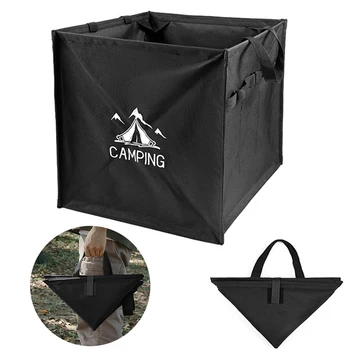 60 L Açık çöp torbası Taşınabilir Çim ve Yaprak atık torbası Yeniden Kullanılabilir Katlanabilir Kamp geri dönüşüm kutusu Saplı BARBEKÜ Piknik Yürüyüş
