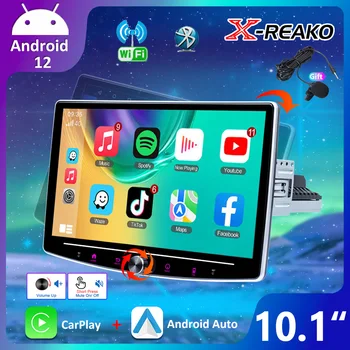 X-REAKO Fabrika Fiyat 10 İnç Evrensel 1 Din Döndür Android 12 Araba Radyo için Geçerlidir Carplay ve Otomatik Multimedya Oynatıcı Bluetooth WİFİ