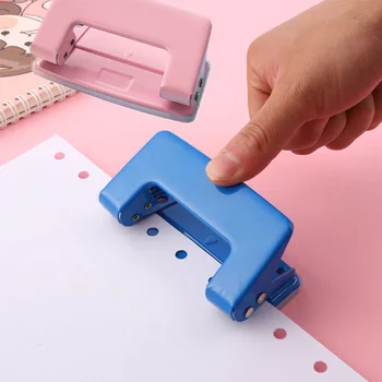 Mini 2 Delik Delme Makinesi DIY Delik Delme Algılama Kitap Sayfası Dikiş Ofis Kırtasiye Macaron Renk
