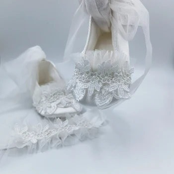 Vaftiz Beyaz Dantel Bebek Ayakkabıları Düğün Süsleme İlk Yürüyüşe Sihirli Çocukluk Hatıra Bling 1st Doğum Günü Prenses Hediye