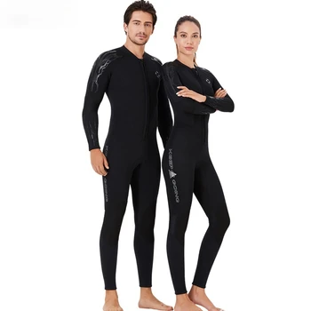 Erkek Kadın Yeni 3mm Neopren dalgıç kıyafeti Ön Fermuar Tek parça Sıcak Sörf dalgıç kıyafeti kadın Uzun Kollu Kış mayo
