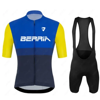 2024 Yeni BERRIA Takımı Kısa Kollu Bisiklet Jersey Seti Erkekler Nefes MTB Dağ Yarış Bisikleti Jersey Bib Şort Bisiklet Giyim