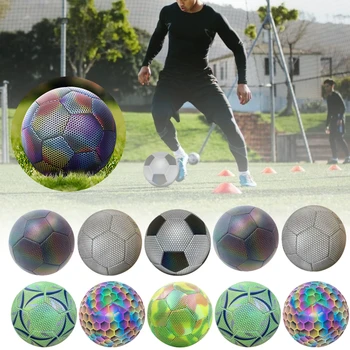 Aydınlık Futbol Topu Yansıtıcı Gece Kızdırma Futbol Boyutu 5 PU Parlayan futbol Topu Yetişkin Çocuk için Açık Spor Takımı Eğitimi